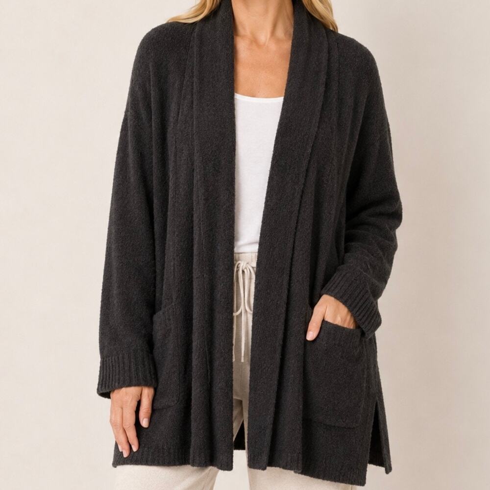 BAREFOOT DREAMS‎ | CozyChic Lite Open Front Cardigan Carbon Gray Charcoal | 2X
